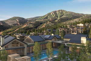 View of mountain background with nearby suburban area