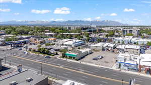 View of urban area with a mountainous background