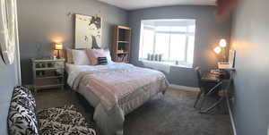 Bedroom with carpet and baseboards