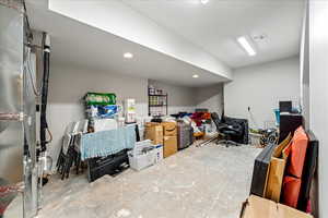 Finished below grade area with recessed lighting