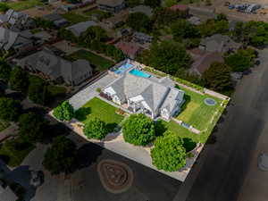 Drone / aerial view of a pool