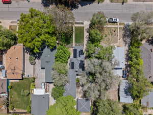 Aerial perspective of suburban area