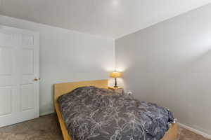 Carpeted bedroom with baseboards