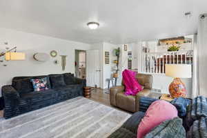 Living room with wood finished floors