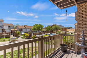 Balcony featuring a residential view
