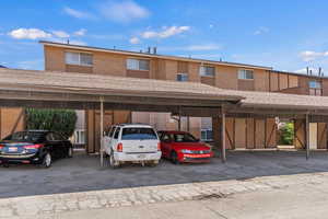 View of covered parking lot