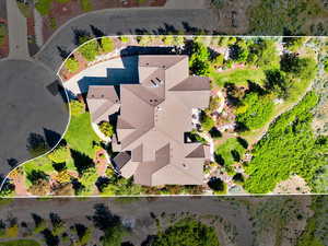 Aerial overview of property's location featuring property parcel outlined