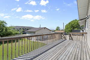 Wooden terrace with a residential view
