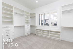 Spacious closet featuring carpet floors