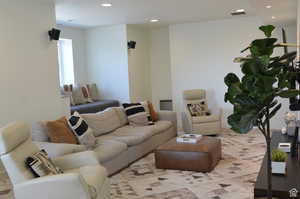 Living area featuring recessed lighting