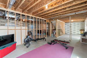 View of unfinished basement
