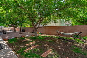 View of fenced backyard