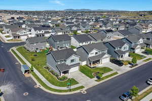 Aerial perspective of suburban area