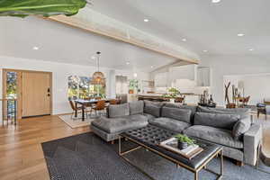 Living room featuring recessed lighting and light wood finished floors