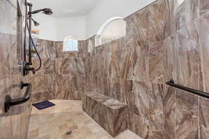 Bathroom with tiled shower