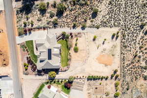 Aerial view of sparsely populated area featuring a desert landscape