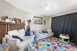 Living area with wood finished floors