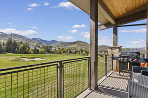 Balcony with a mountain view and a grill
