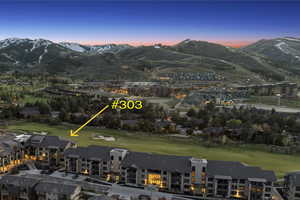 Bird's eye view of a mountainous background