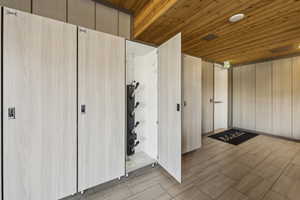 Interior space featuring wood ceiling