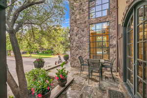 View of patio / terrace featuring outdoor dining space and french doors