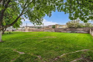 View of fenced backyard