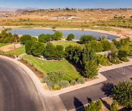Drone / aerial view of a water and mountain view