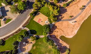 Aerial view of a large body of water