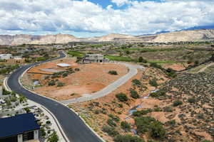 Aerial view of a mountain backdrop