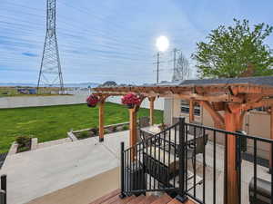 View of patio / terrace with outdoor dining space and a pergola