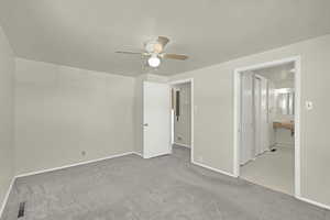 Owners suite with double closets and attached bathroom