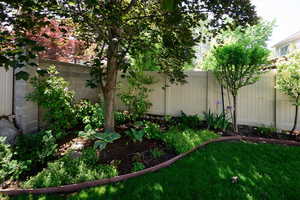 View of fenced backyard