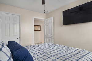 Bedroom with a ceiling fan