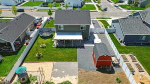 Aerial perspective of suburban area