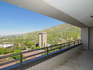 Balcony with a mountain view