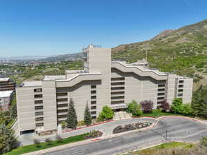 View of building exterior with a mountain view
