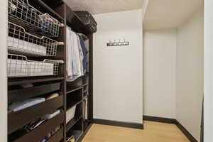 Spacious closet with wood finished floors