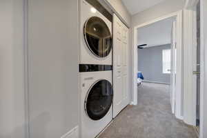 Laundry area with stackable washer and dryer