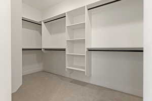 Walk in closet with carpet