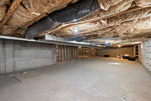 View of cemented crawl space/basement