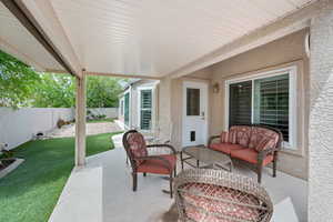 View of patio with an outdoor living space