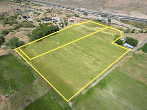 Overview of rural landscape featuring property boundaries highlighted