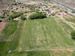 Aerial overview of property's location featuring rural landscape
