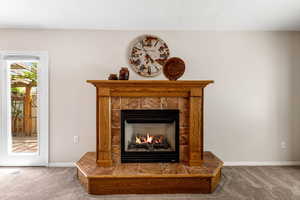 Gas Fireplace with Hearth and Mantel