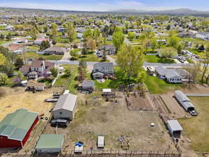 Aerial perspective of suburban area