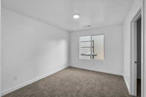 Carpeted empty room with baseboards