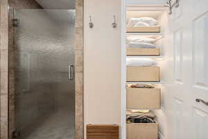 Bathroom with a shower stall