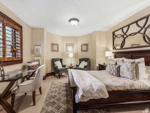 Bedroom featuring carpet