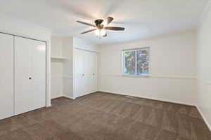 Master bedroom with his and hers closets
