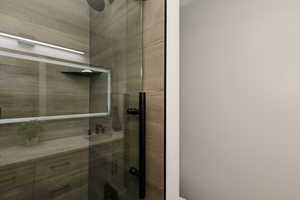 Full bathroom with a stall shower